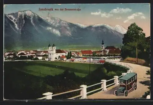 AK Innsbruck, Teilansicht mit Kirche von der Brennerstrasse aus