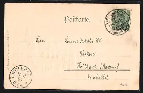 Präge-AK Freiburg i. B., Frontalansicht des Kaufhauses