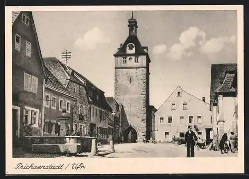 AK Prichsenstadt /Ufr., Blick zum Uhrenturm