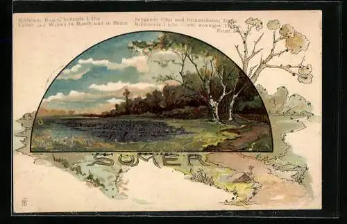 AK Sommer Allegorie Landschaft mit Wald
