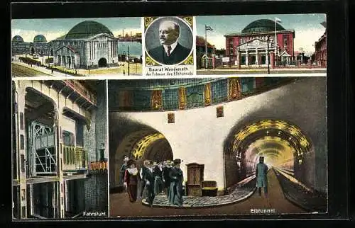 AK Hamburg, der Elbtunnel in seiner Vollendung, Baurath Wendemuth