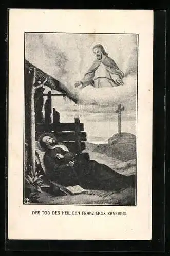 Künstler-AK Tod des Schutzpatron Heiliger Franziskus Xaverius
