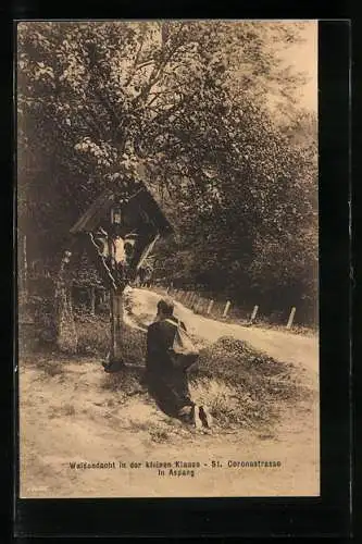 AK Aspang, St. Coronastrasse, Waldandacht in der kleinen Klause