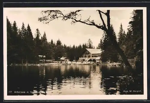 AK Arbersee, Seehaus am Ufer