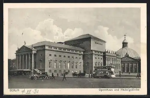 AK Berlin, Opernhaus und Hedwigskirche