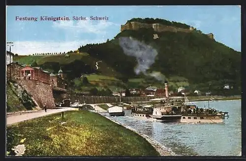 AK Königstein / Sächs. Schweiz, Blick auf die Festung