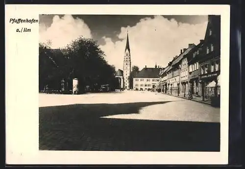 AK Pfaffenhofen a. Ilm, Strassenpartie an der Kirche