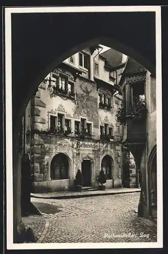 AK Zug, Strasse am Gasthaus Rathauskeller