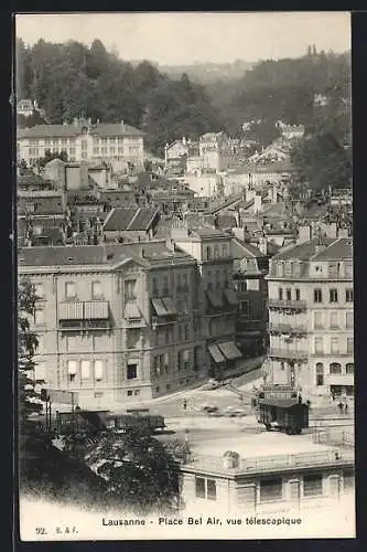 AK Lausanne, Place Bel Air, vue télescopique