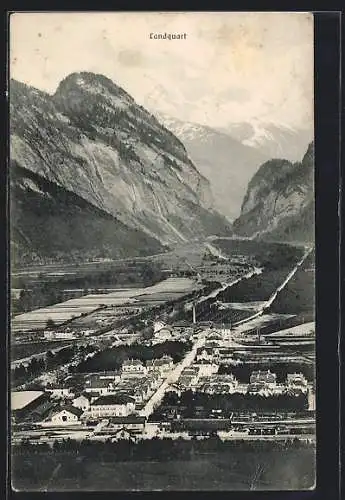 AK Landquart, Ortsansicht aus der Vogelschau
