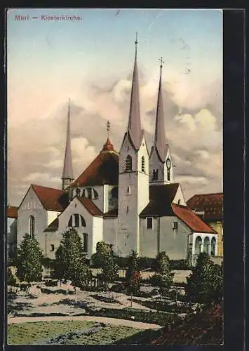 AK Muri, Klosterkirche mit Garten