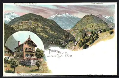 Lithographie Chur, Gruss vom Grida