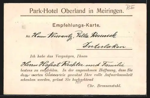 AK Meiringen, Ansicht vom Park-Hotel Oberland