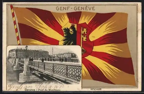 AK Genève, Pont du Montblanc, Flagge