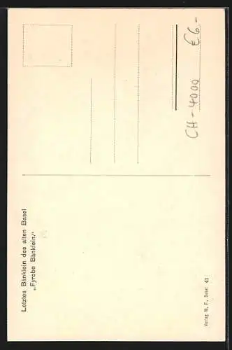 AK Basel, Maschinenschreib-Bureau am Leonhardsberg mit dem Letzten Bänklein