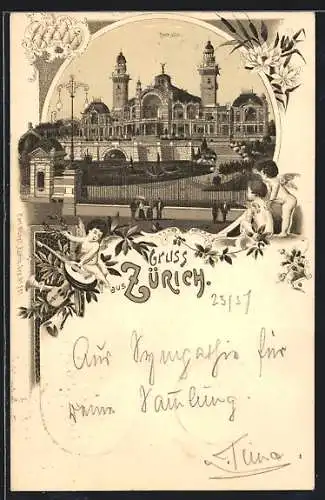 Lithographie Zürich, Blick zur Tonhalle