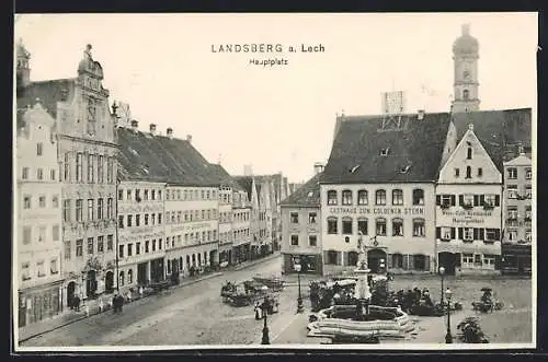 AK Landsberg / Lech, Hauptplatz mit Gasthaus zum goldenen Stern