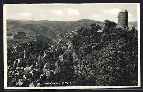 AK Oberstein a. d. Nahe, Ortsansicht mit Ruine