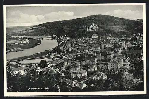 AK Wertheim a. Main, Teilansicht mit Flusspartie und Burg