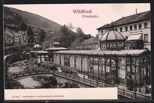 AK Wildbad / Schwarzwald, Hotel Belle Vue, Trinkhalle