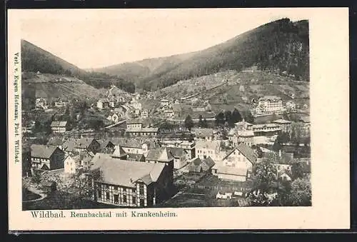 AK Wildbad / Schwarzwald, Rennbachtal mit Krankenheim