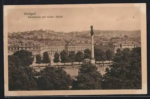 AK Stuttgart, Schlossplatz mit neuem Schloss