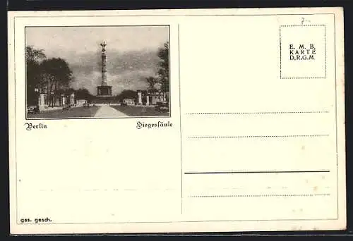 AK Berlin-Tiergarten, Blick auf die Siegessäule