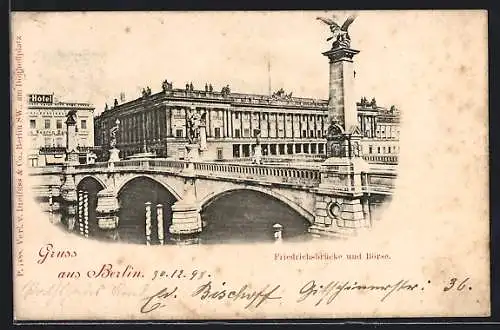 AK Berlin, Friedrichsbrücke und Börse, Burgstrasse