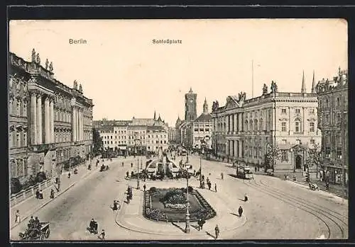 AK Berlin, Schlossplatz mit Strassenbahn