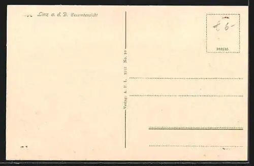 AK Linz a. d. D., Gesamtansicht mit Brücke
