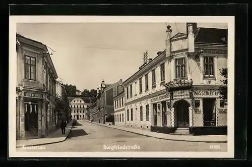 AK Amstetten, Sanitäranlagen-Lager und Werkstatt Josef Hopferwieser an der Burgfriedstrasse