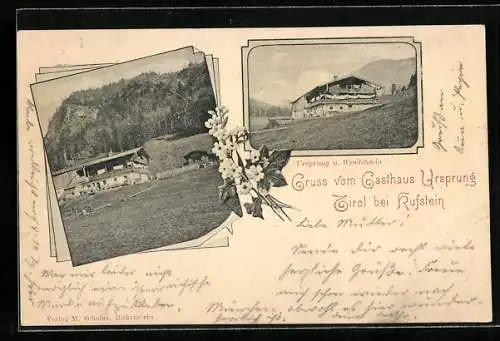 AK Thiersee /Tirol, Das Gasthaus Ursprung bei Kufstein, mit Wendelstein