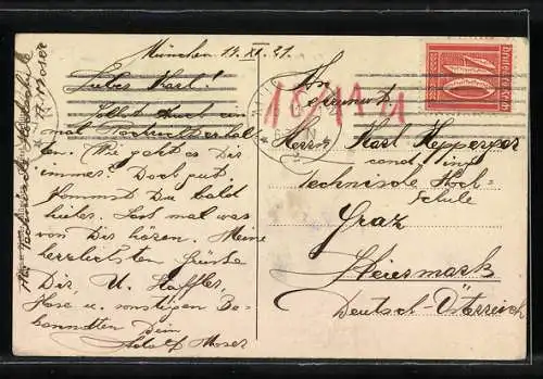 AK München, Kgl. Polytechnikum mit Ohm-Denkmal