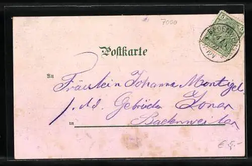 Lithographie Stuttgart, Eugensbrunnen und Stadtansicht