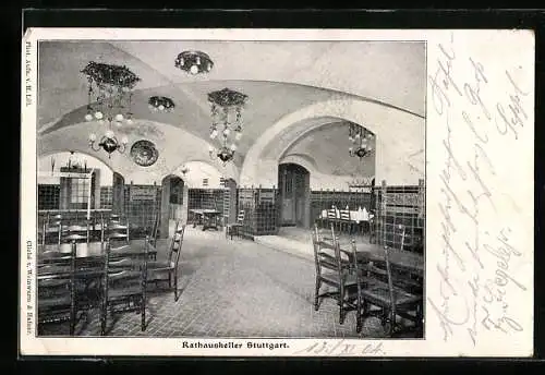 AK Stuttgart, Gasthof Rathauskeller, Gaststube