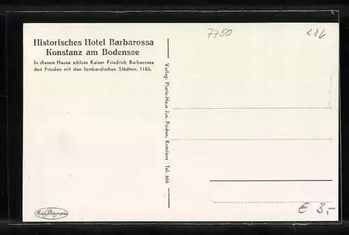 AK Konstanz, Historisches Hotel Barbarossa