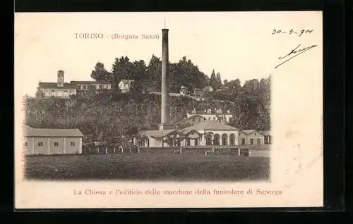 AK Torino, La Chiese e l`edeficio delle macchine della funicolare di Superga