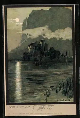 Künstler-AK Zeno Diemer: Madruzzo, Castel Toblino