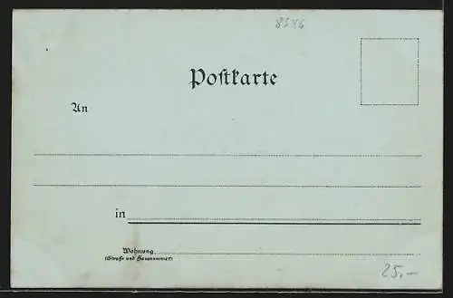 Mondschein-Lithographie Simbach a. Inn, Pfarr-Kirche, Bahnhof, Hauptstrasse