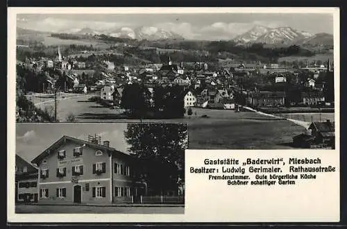 AK Miesbach, Gaststätte Baderwirt, Totalansicht