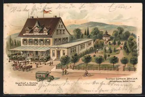 Lithographie Dürrheim, Gasthaus zur Sonne