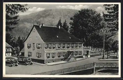 Künstler-AK Freiburg-Günterstal /Breisgau, Restaurant Kybfelsen Georg Steffi