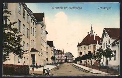 AK Trossingen, Rosenstrasse mit Knabenschule
