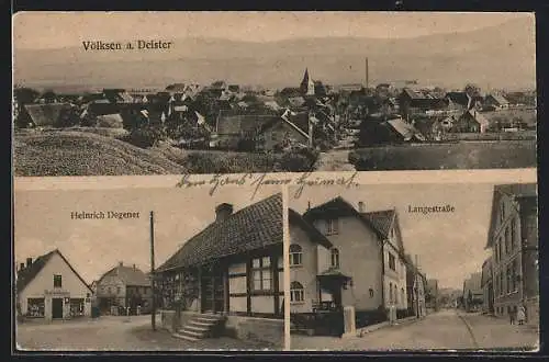 AK Völksen a. Deister, Geschäft von Heinrich Degener, Langestrasse, Teilansicht