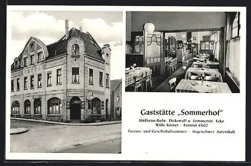 AK Mülheim-Ruhr, Gaststätte Sommerhof, Innenansicht