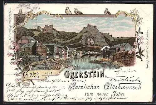 Lithographie Oberstein, Ortsansicht