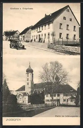 AK Inzigkofen, Gasthaus zum Erbprinzen, Partie im Schlossgarten