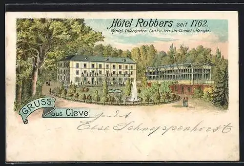 Lithographie Kleve / Rhein, Hotel Robbers