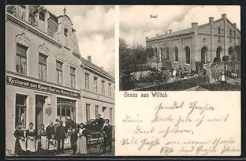 AK Willich, Restaurant zum Kaiser-Saal, Gartenterrasse, Peterstrasse 11