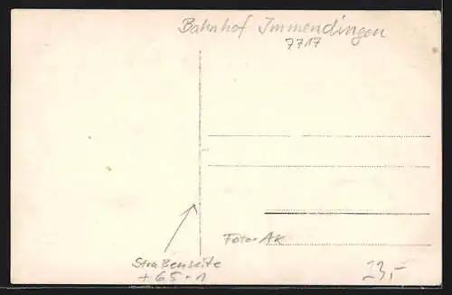 Foto-AK Immendingen, Bahnhof von der Strassenseite